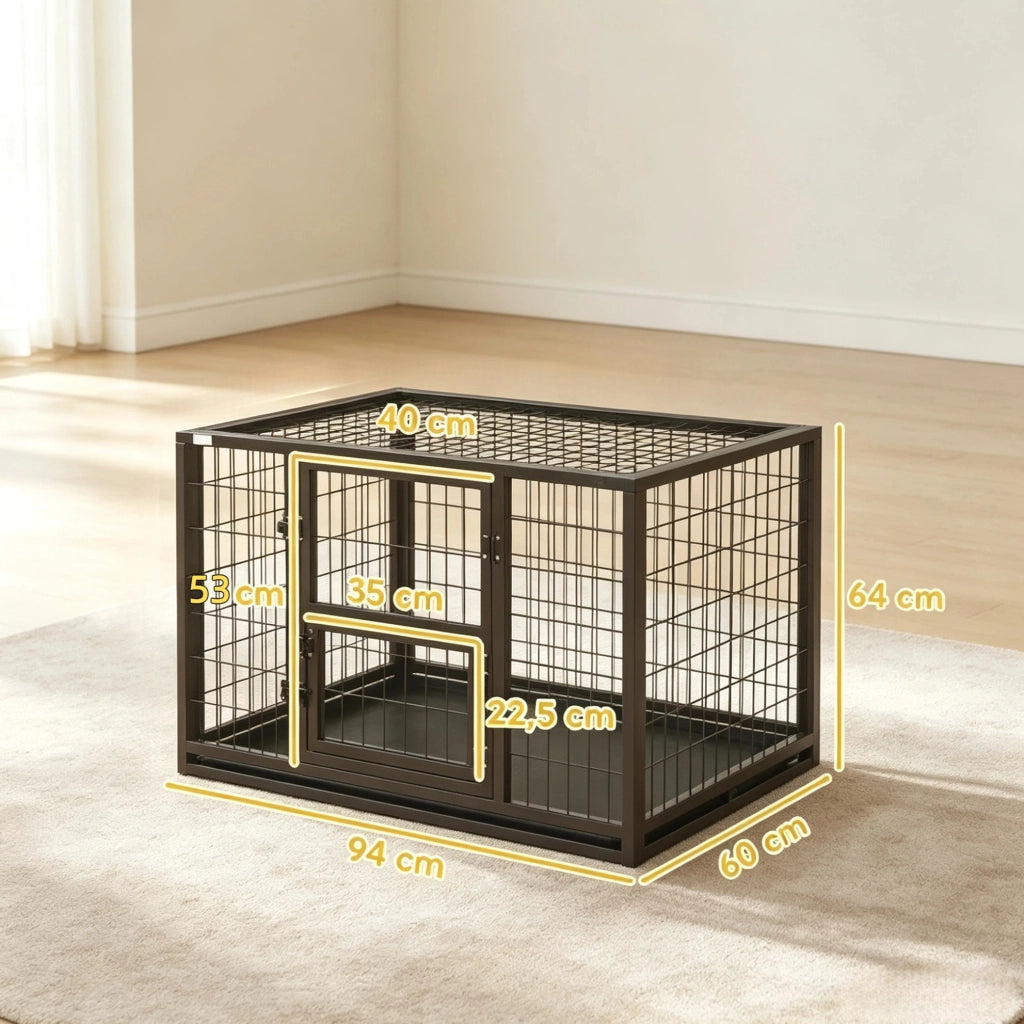 Gabbia per cani da interno in acciaio nero 94 x 60 x 64 cm