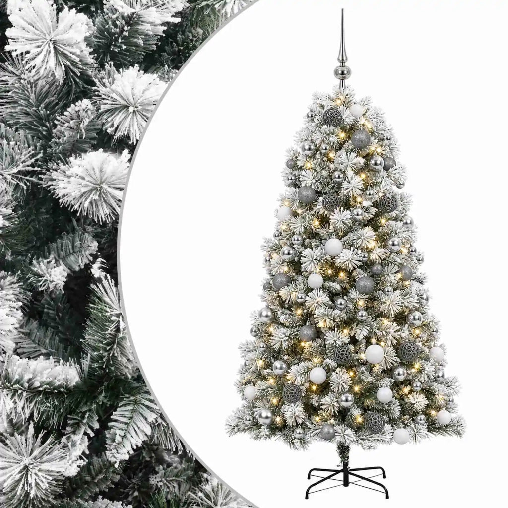 Albero di Natale artificiale con rami snodati e palline 210 cm 3467311