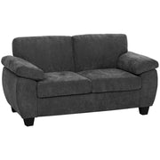 Divano a 2 Posti 156 cm in Ciniglia Grigio Scuro con Cuscini a Molle e Braccioli Imbottiti Design Moderno Compatto Portata 300 kg