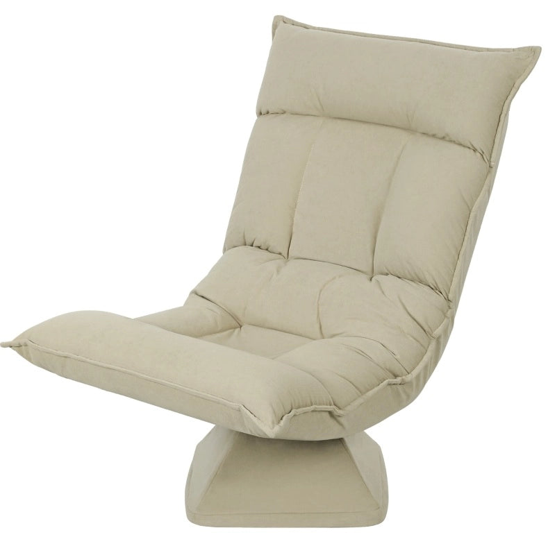 Fauteuil de sol pivotant 360° 70x62x95 cm polyester beige dossier réglable 5 positions