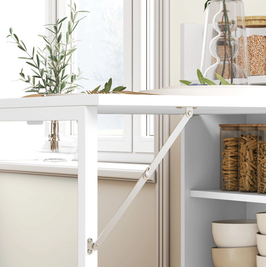 TAVOLO da pranzo pieghevole 78,5x91x93 cm bianco con 3 ripiani