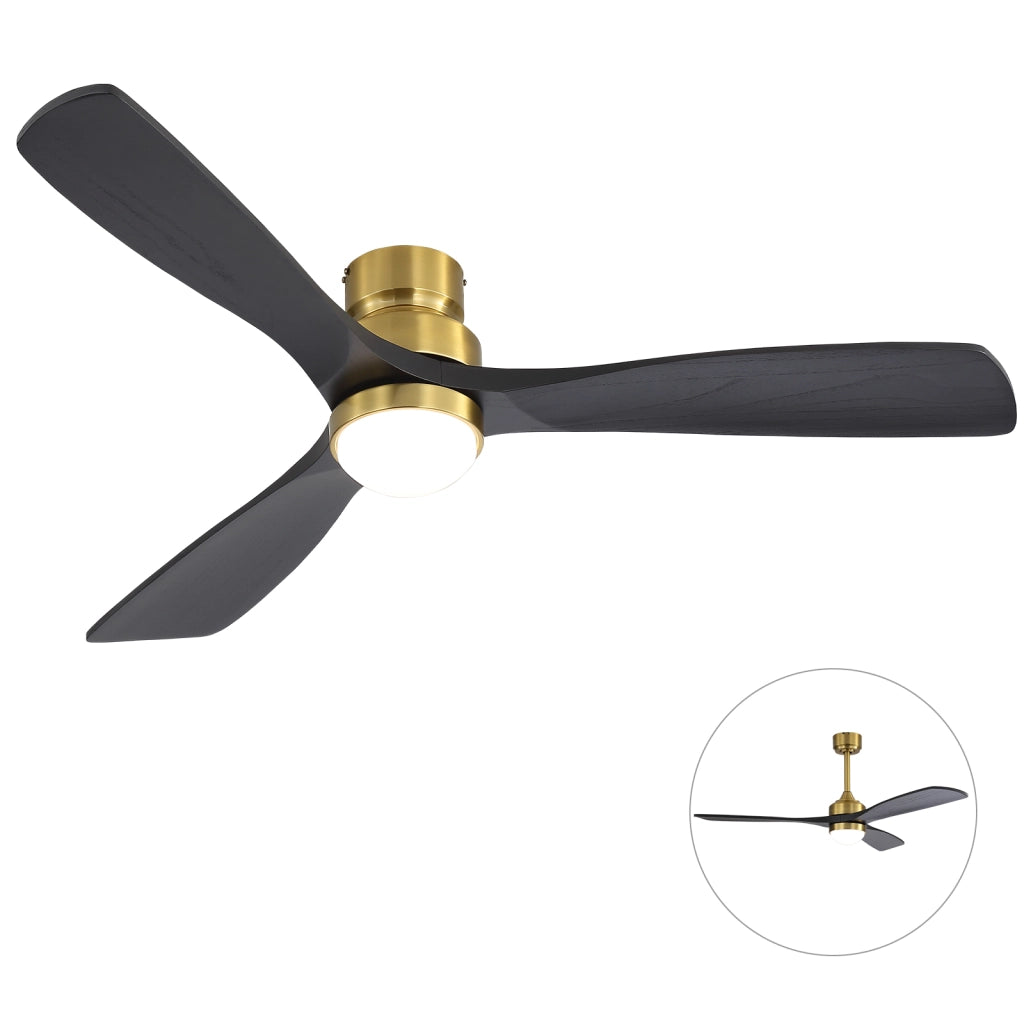 Ventilatore da soffitto con luce LED dimmerabile; motore DC reversibile; 6 velocità; telecomando e timer