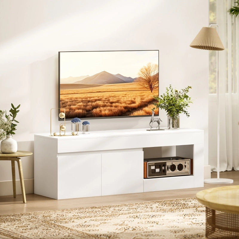 Mobile TV con 2 ante ammortizzate e vano aperto - soggiorno - 140x40x48 cm - bianco