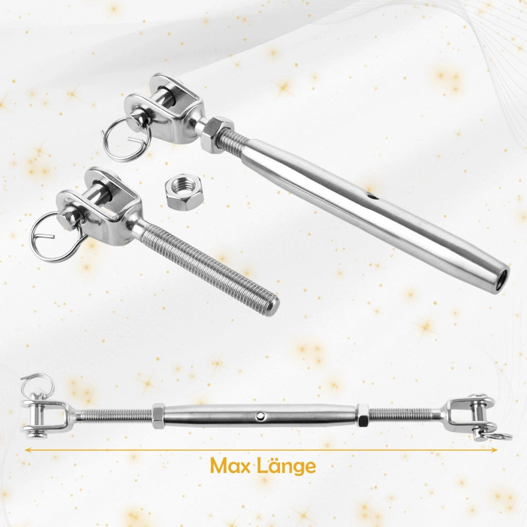 Tensionatori M8, confezione da 4 pezzi, acciaio inossidabile 304, 177 mm, con gancio a uncino