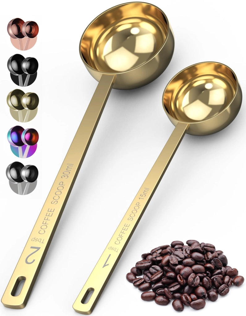 Set di cucchiaini per caffè, confezione da 2, in acciaio inossidabile, capacità 15 ml e 30 ml