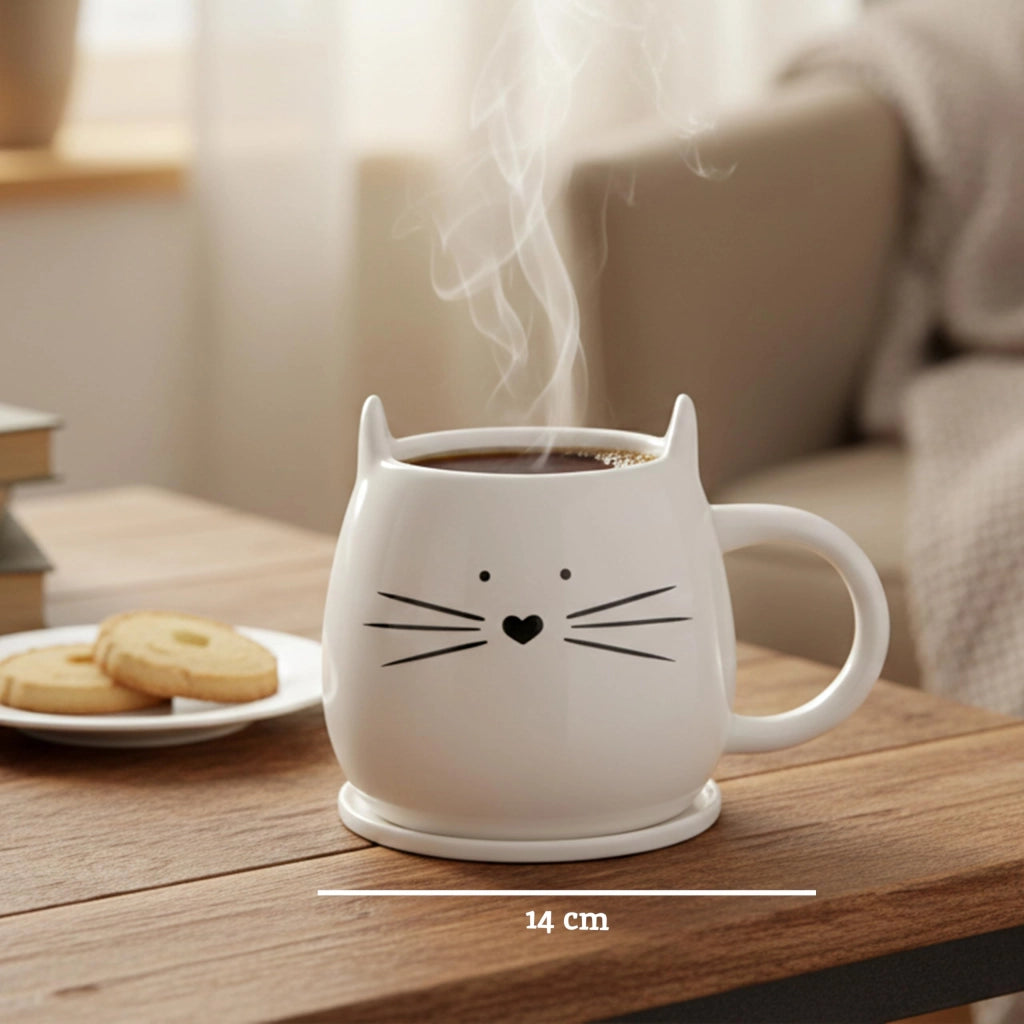 Tazza con sottobicchiere, capacità 380 ml, porcellana, set da 2 pezzi