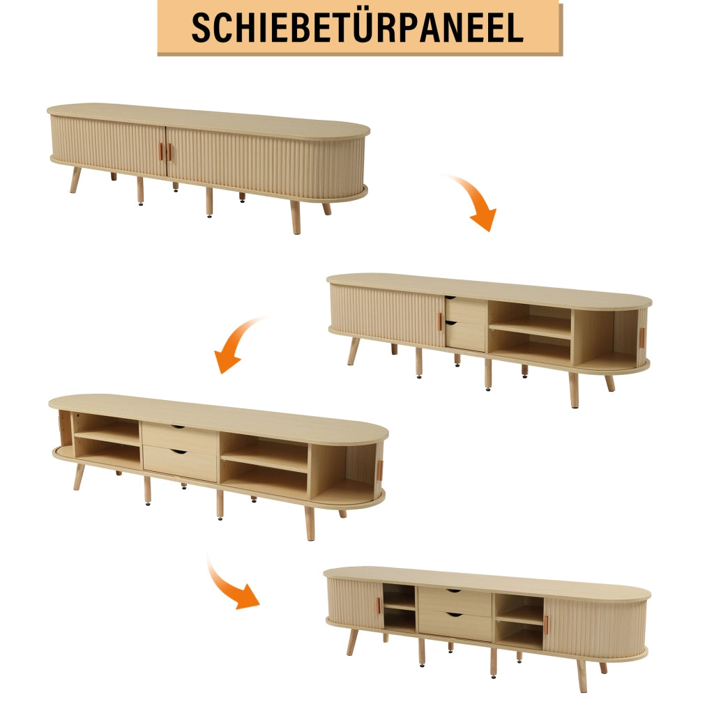 Set mobile TV e tavolino da caffè in MDF effetto legno, con contenitori