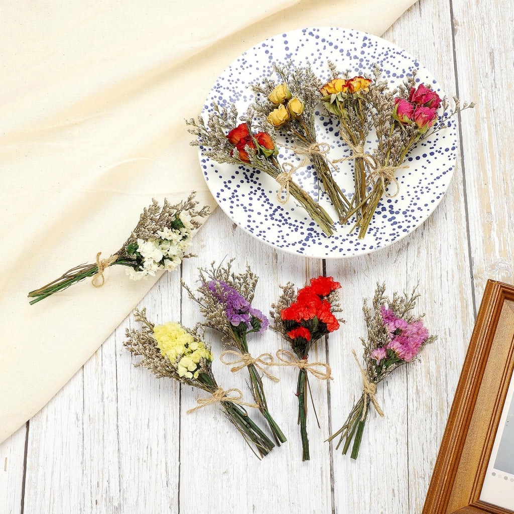 Set di 6 mini-bouquet di fiori secchi, con pampas, color marrone