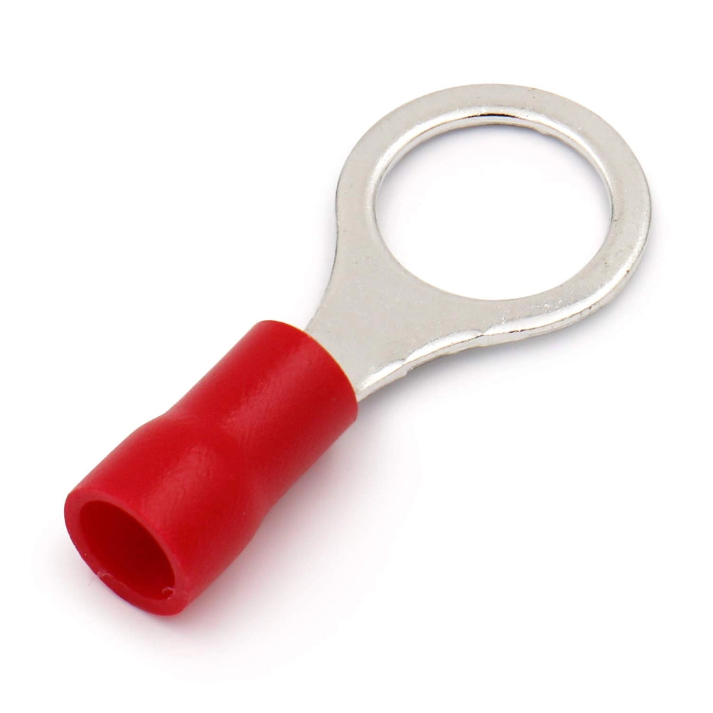 Connettori per cavi RV1.25-8, da 5/16 di pollice, per cavi da 0,5-1,5 mm², colore rosso, confezione da 100 pezzi.