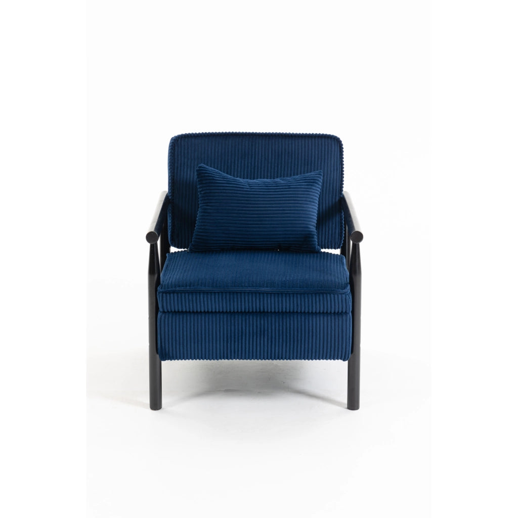 Poltrona con vano portaoggetti in velluto blu