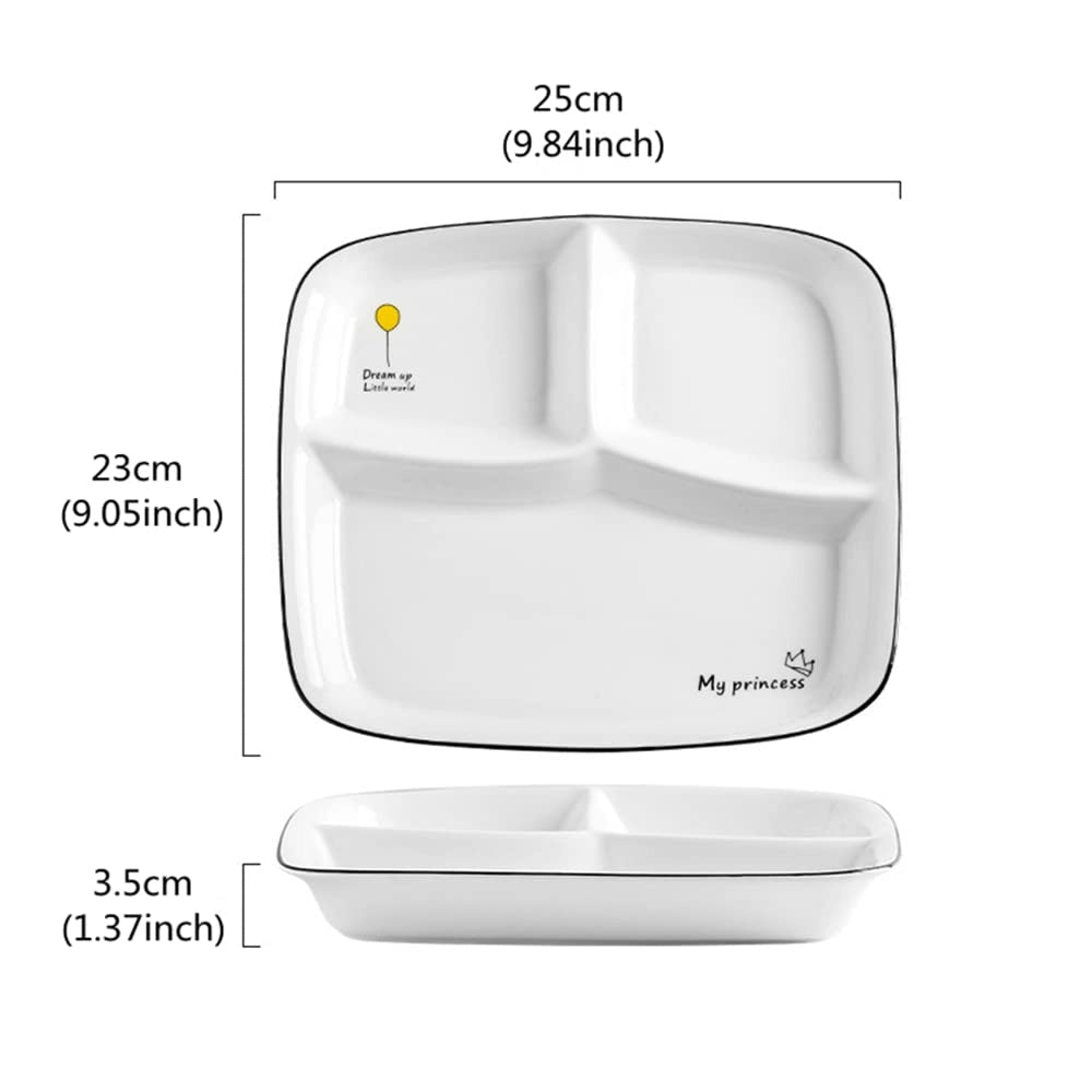 Piatto di servizio in porcellana con 3 scomparti, 25x23x3,5 cm, 1 pezzo