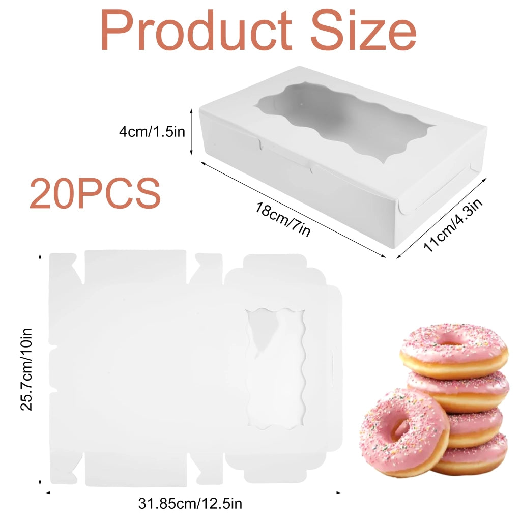 20 scatole per biscotti bianche con finestra, dimensioni 18x11x4 cm