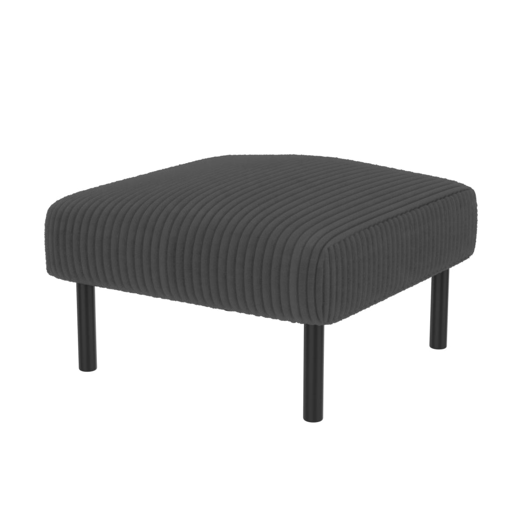 Set divano 2 posti, poltrona e pouf 120x75x79 cm grigio in velluto a coste modulare