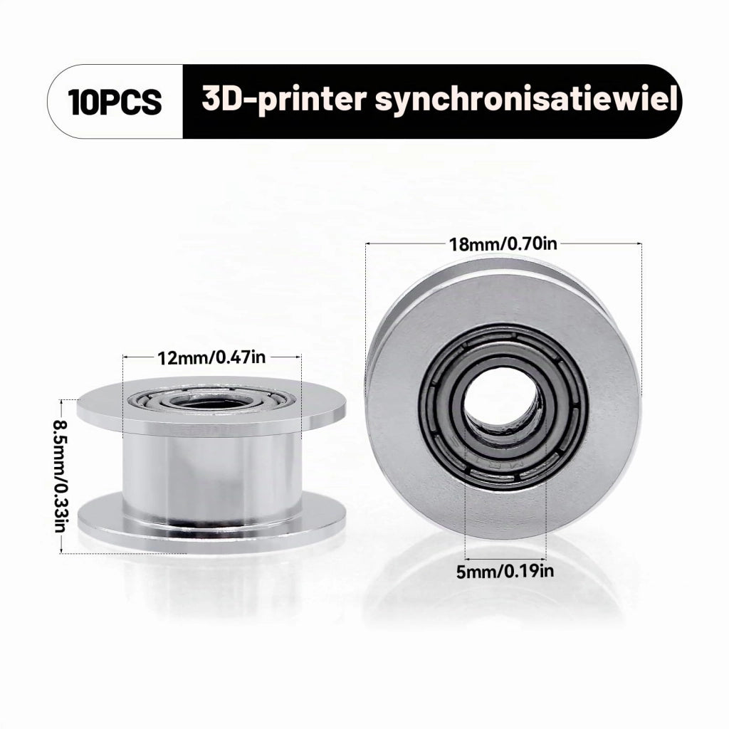 Puleggia per cinghia GT2, 6 mm, alluminio, 20 denti, foro di 5 mm, confezione da 10 pezzi