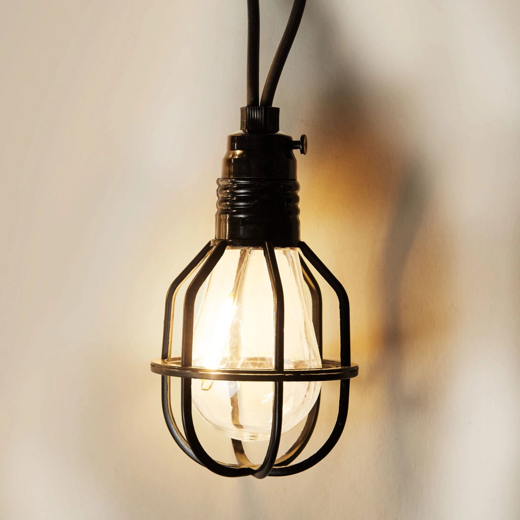 Catena luminosa, 10 LED, colore nero, grado di protezione IP44, cavo di 3 metri, con timer