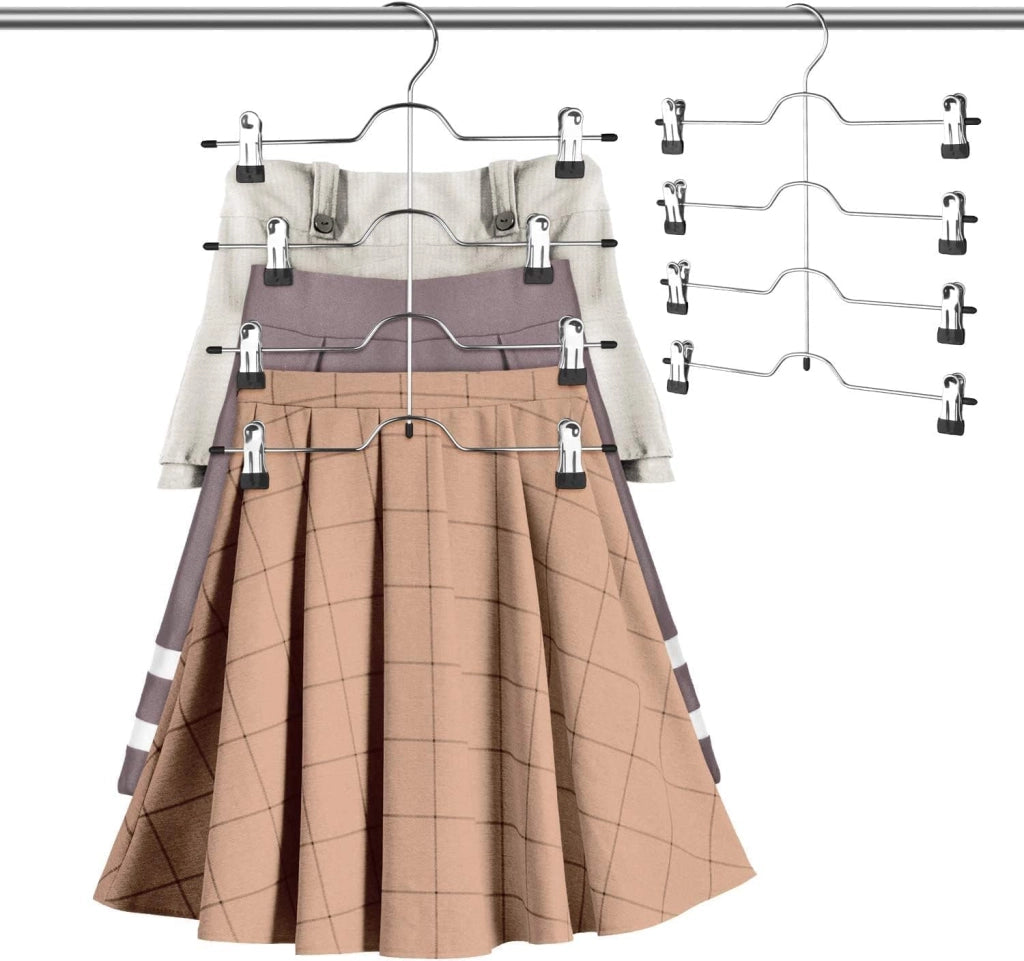 Set di 3 appendiabiti per pantaloni, con 12 clip antiscivolo, salvaspazio, in plastica