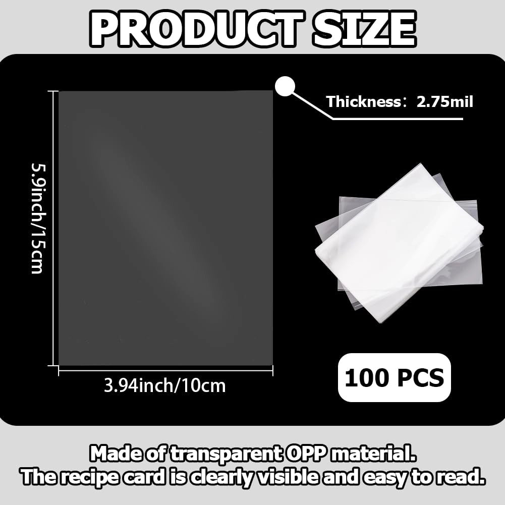 100 custodie per ricette, formato 10x15 cm, trasparenti e impermeabili