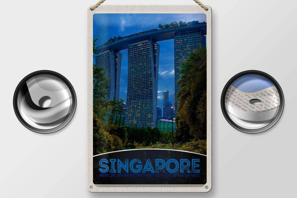 Pannello metallico 20x30 cm, Singapore, Asia, architettura, grattacielo
