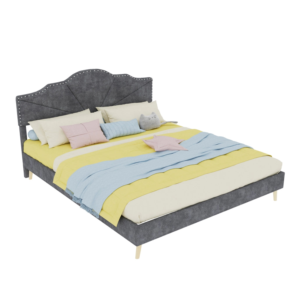 Letto imbottito grigio 160x200 cm