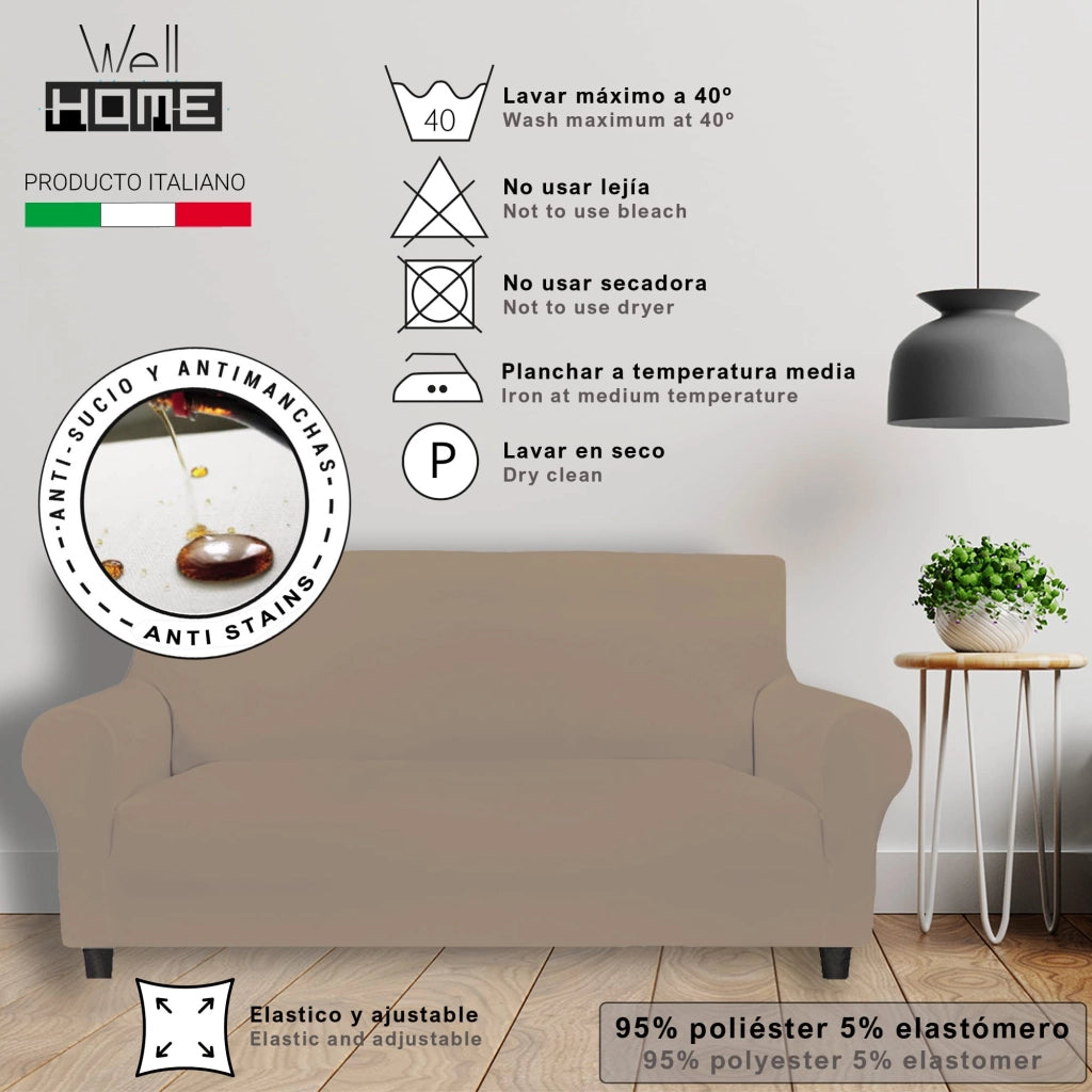 Copertura elastica per divano, 4 posti, resistente alle macchie, color crema