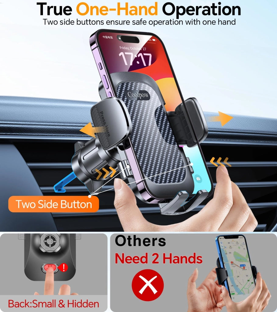 Supporto universale per telefono da auto, 3-in-1, con ventosa, colore nero, peso 320 g