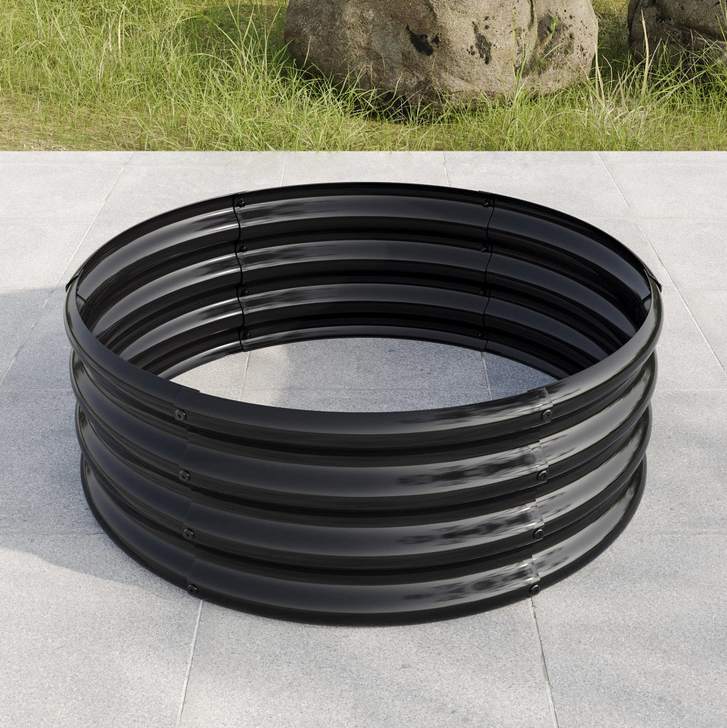 Fioriera rialzata rotonda ULEVR 45,7x45,7x30,5 cm in acciaio zincato Q195, nera