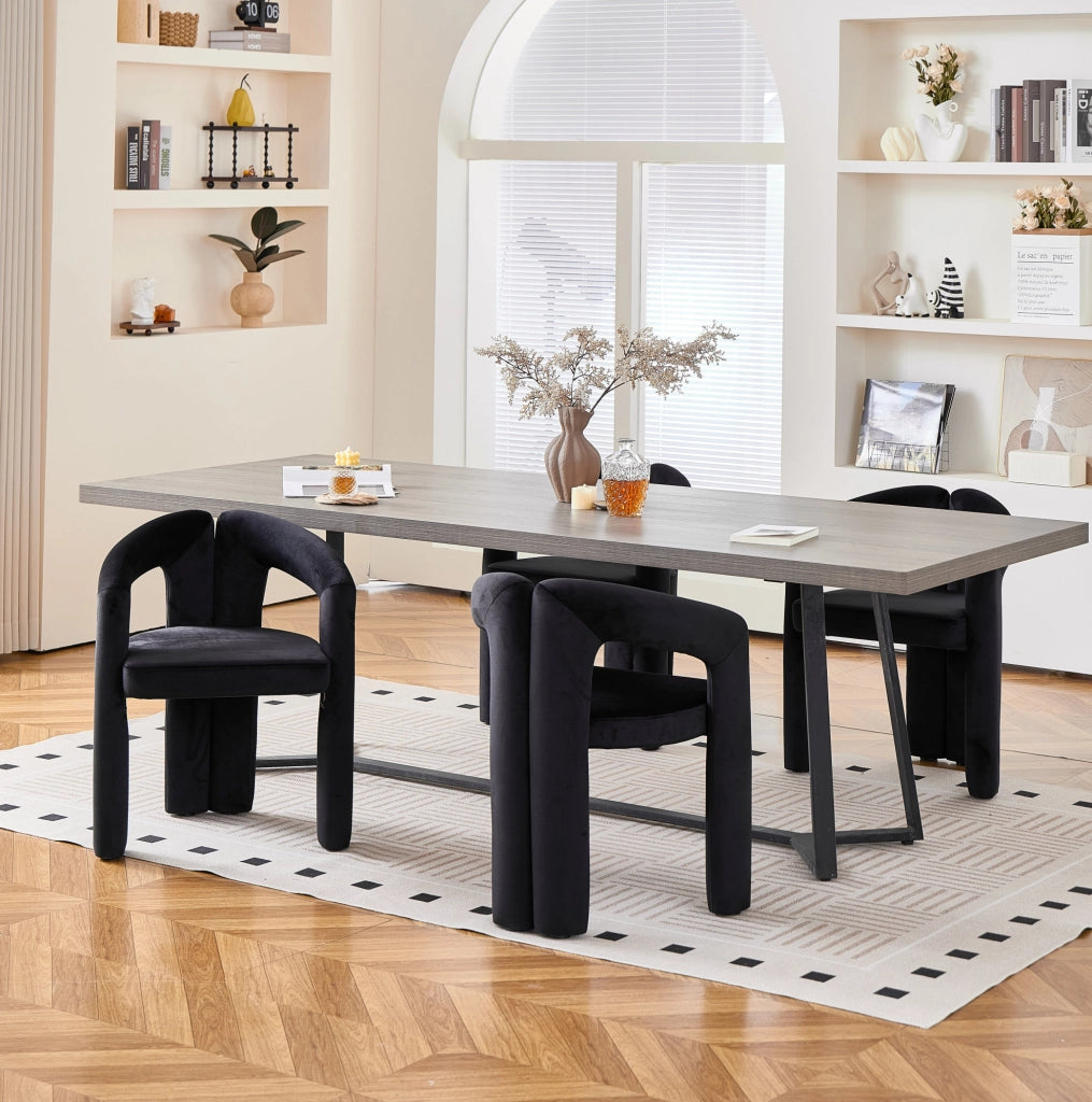 Set di 2 sedie da pranzo in velluto nero con braccioli, portata 150 kg