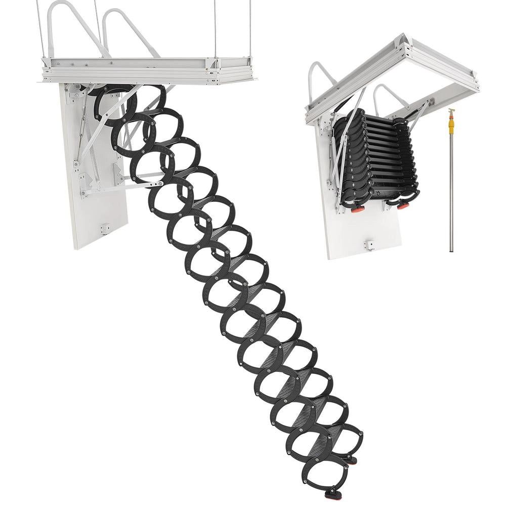 Scala Retrattile per Soffitta E2-13 Pieghevole Acciaio e Alluminio 13 Gradini Portata 299,4 kg Altezza 3,2-3,35 m per Mansarda Fai da Te