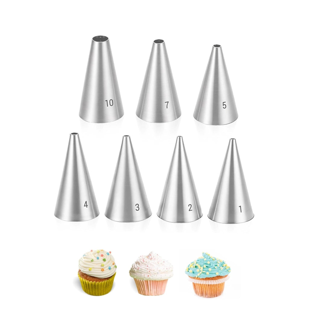 Set di 7 bocchette per sac à poche rotonde in acciaio inossidabile, diametro 18 mm