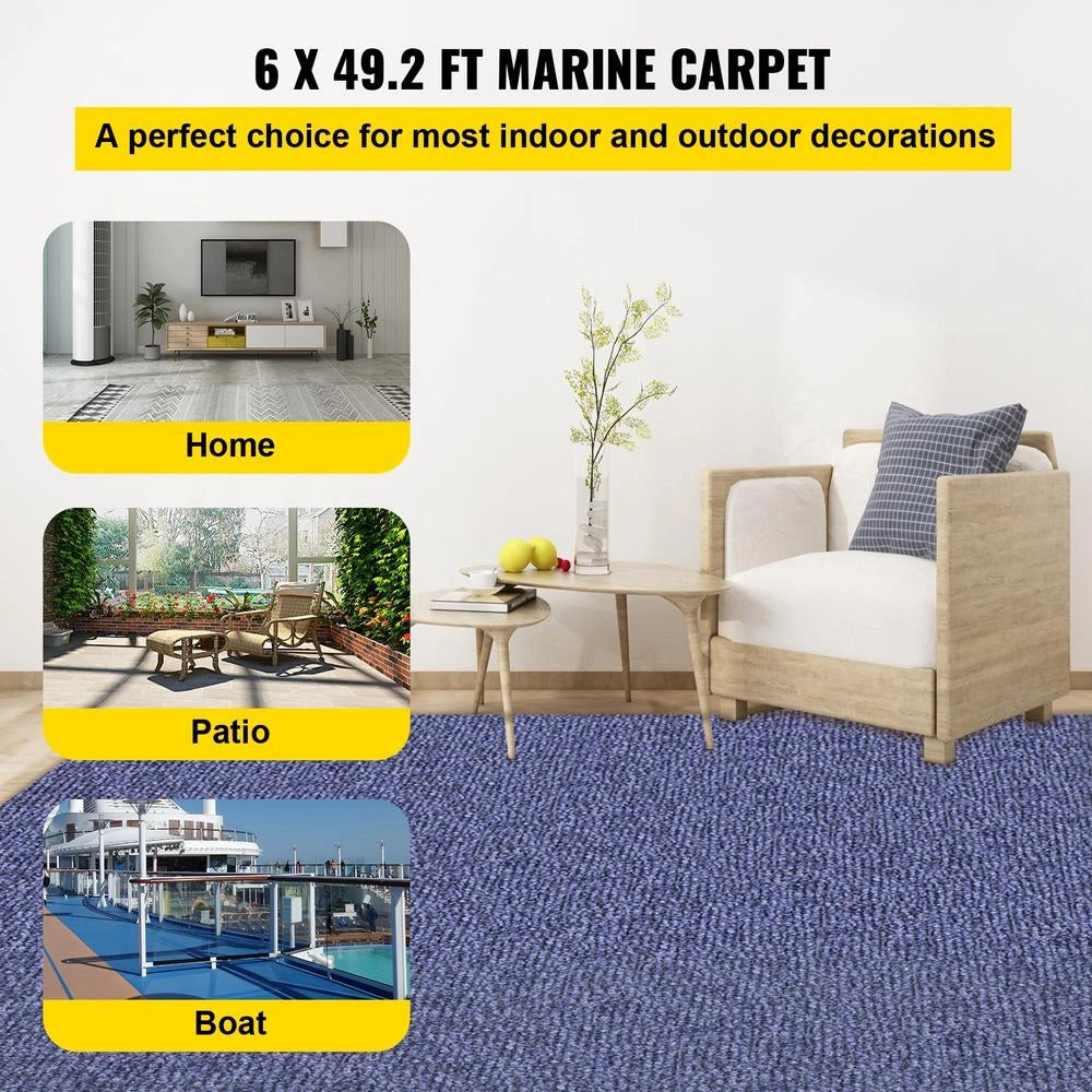 Moquette per Interno ed Esterno 1,8 x 15 m Tappeto Antiscivolo in Poliestere e TPR Blu Scuro VV-JZXWDT-1.815 Facile da Tagliare
