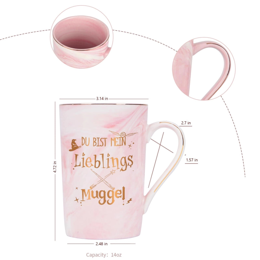 Tazza da caffè con scritta: "Sei il mio Muggle preferito", 400 ml, rosa