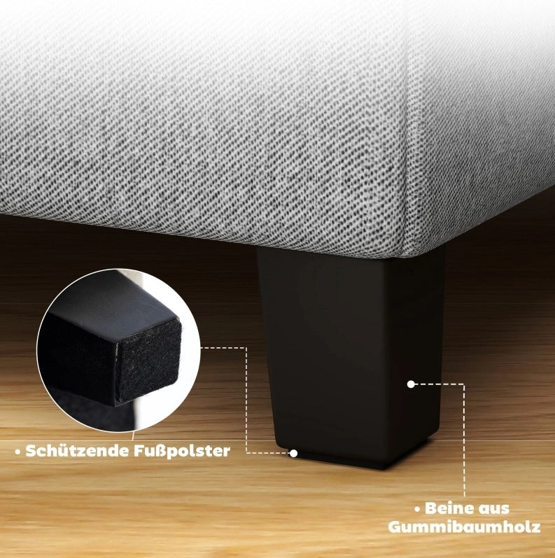 Pouf poggiapiedi grigio chiaro con tasca laterale