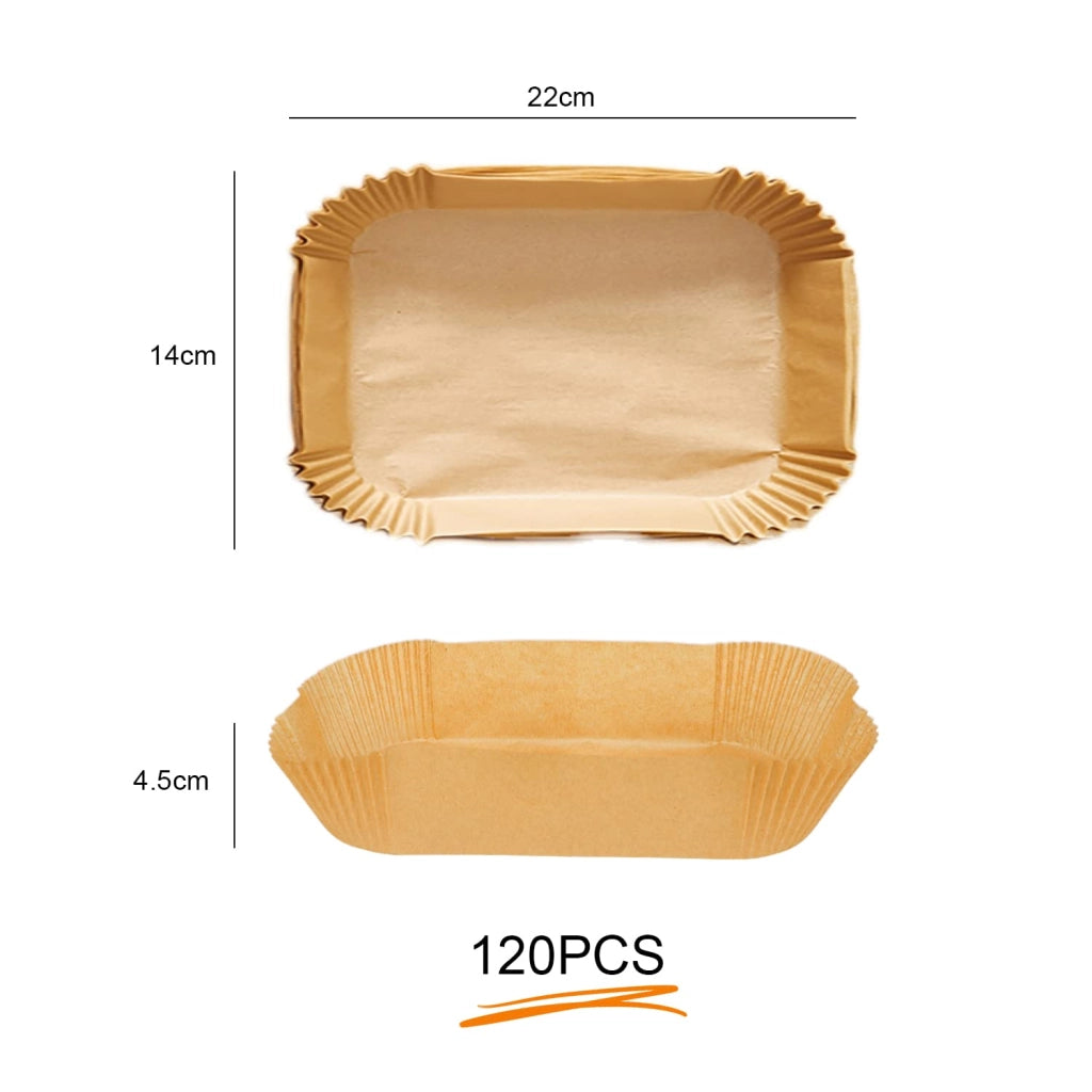 Fodere per friggitrice ad aria, 120 pezzi, carta forno, dimensioni 22x14x4,5 cm