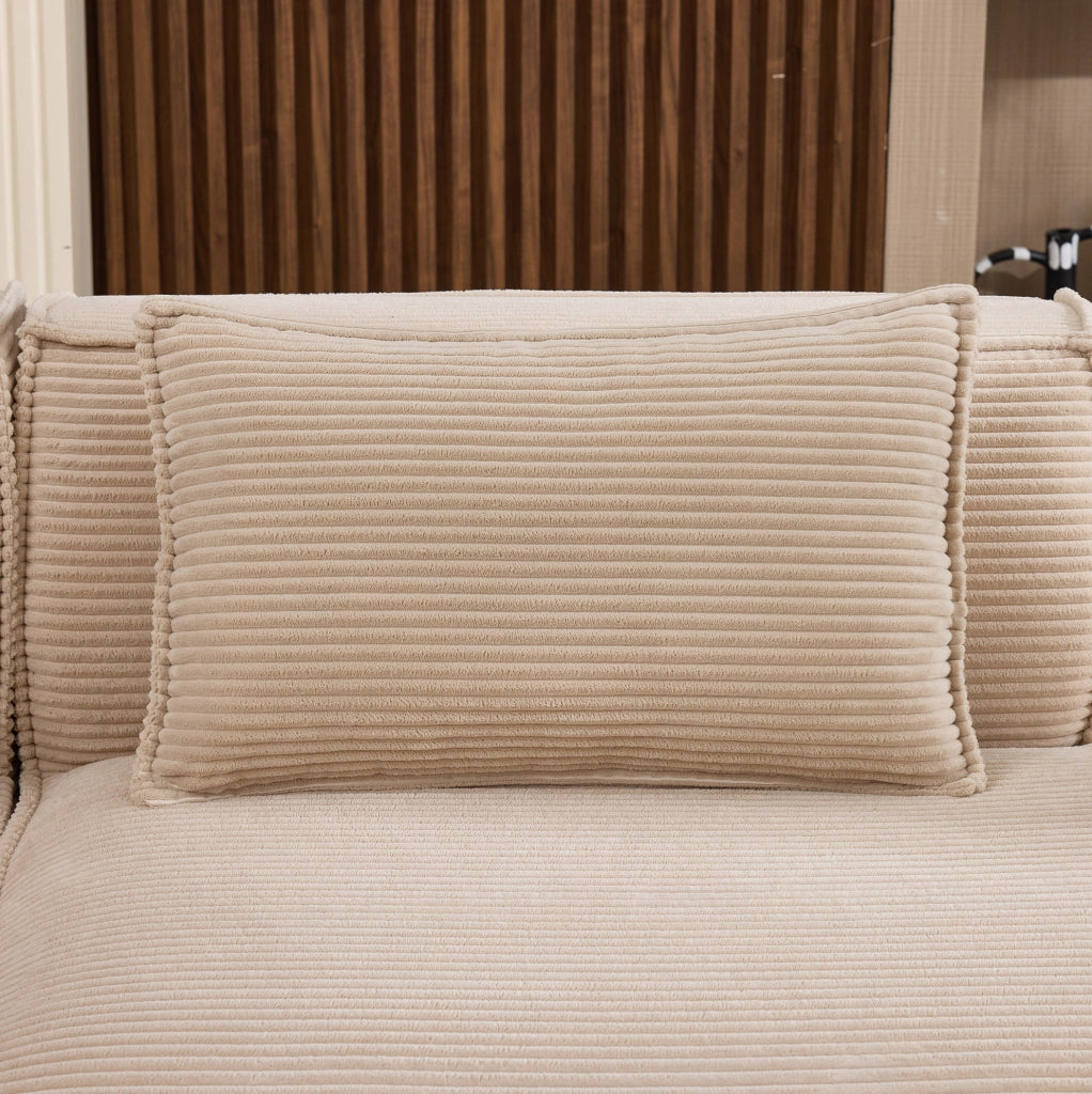 DIVANO 235x129x70 cm in poliestere kaki con seduta a molle insacchettate