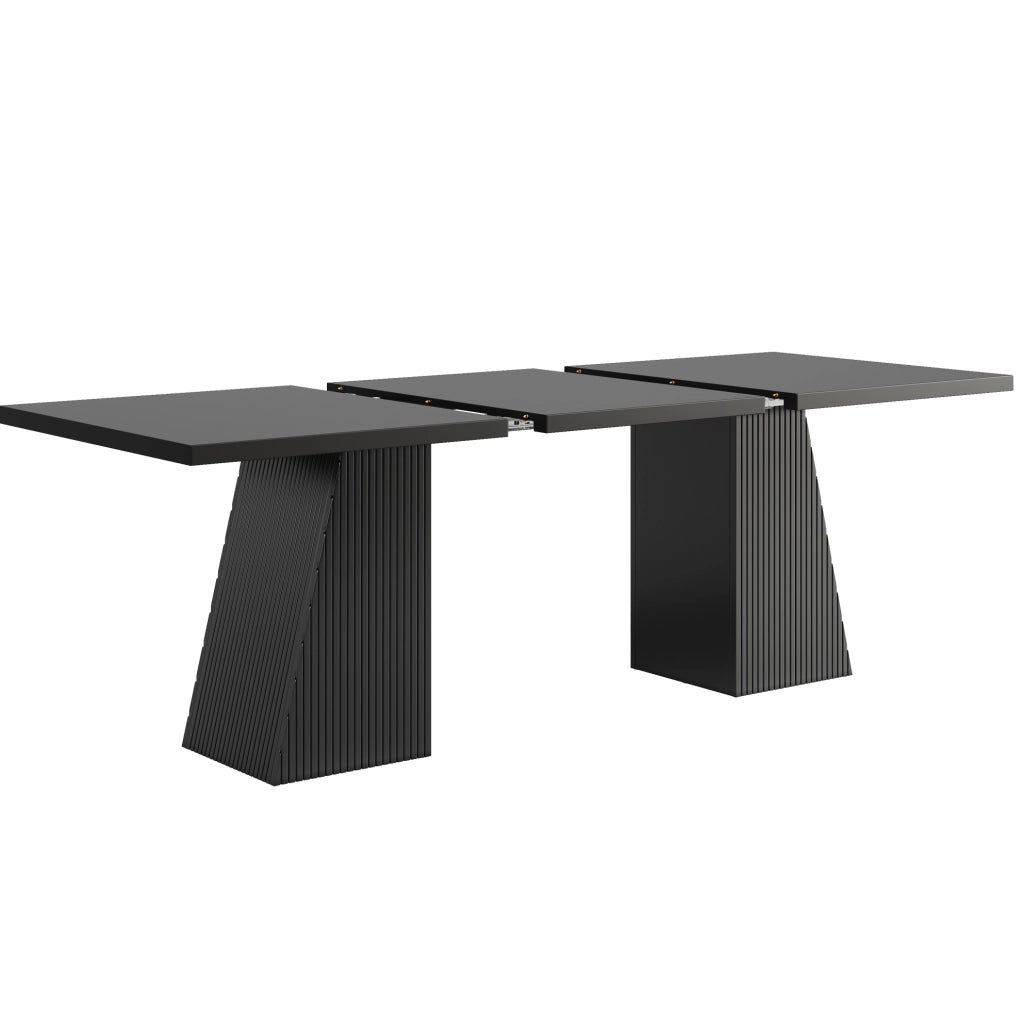 Tavolo da pranzo allungabile 120/160x80x76 cm in MDF/metallo nero; 46 posti