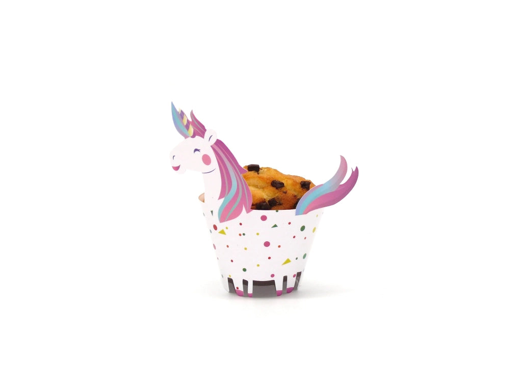 Confezioni per muffin a tema unicorno, 24 pezzi, 12 design diversi, in carta, 6,5 cm