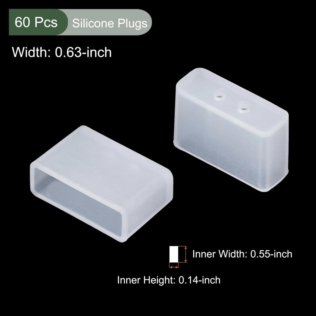 Tappi terminali per strisce LED, in silicone, 60 pezzi, colore bianco, 12 mm