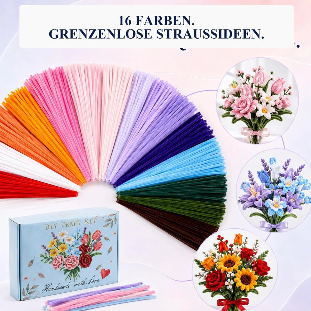 Set di 900 scovolini per fiori, 16 colori, filo di ciniglia, kit per lavoretti