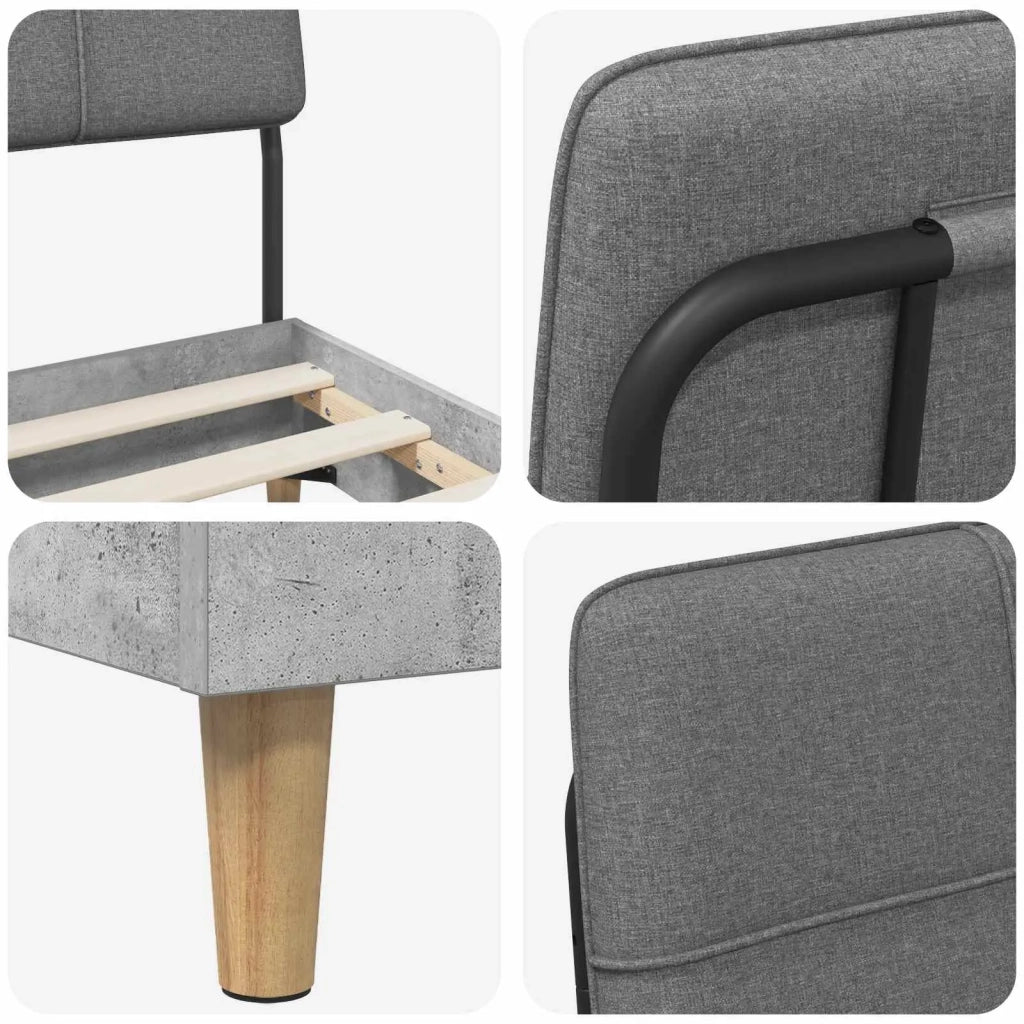 Letto singolo con testiera Grigio Cemento e Grigio Chiaro 8003456