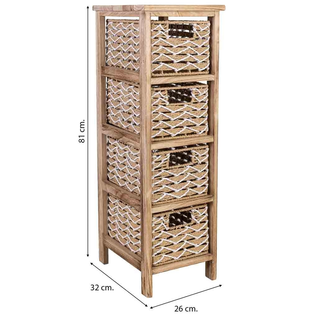 Cassettiera in legno marrone 26x32x81 cm