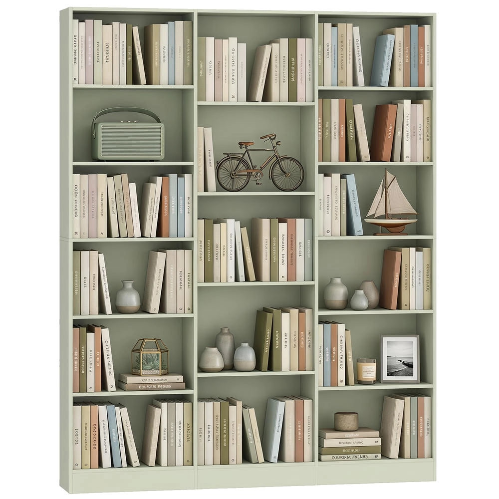 Libreria a 6 Livelli con 17 Scomparti Verde, Mobile Scaffale Salvaspazio con Ripiani Regolabili per Casa e Studio, 149 x 23,6 x 188 cm