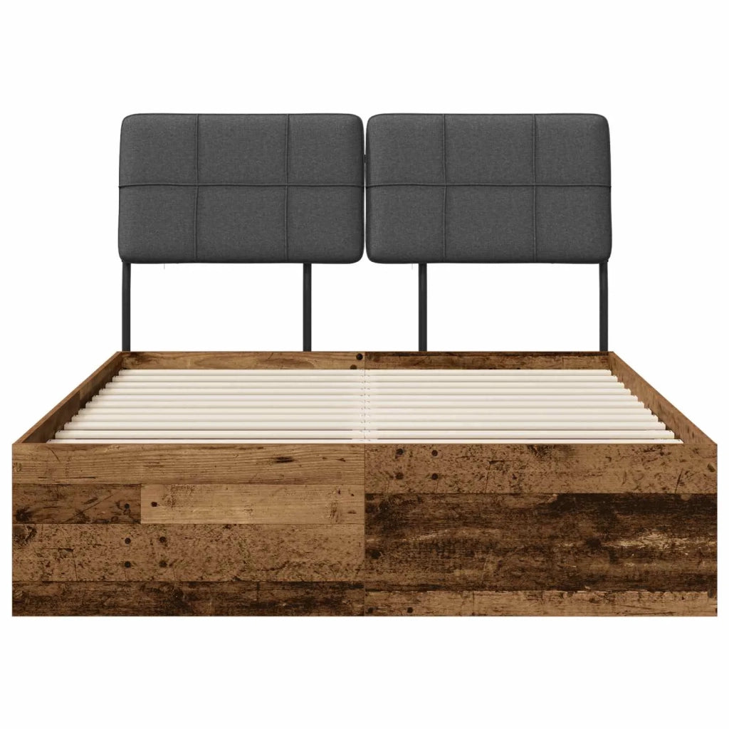 Letto matrimoniale con testiera Legno vecchio e grigio scuro 3440380