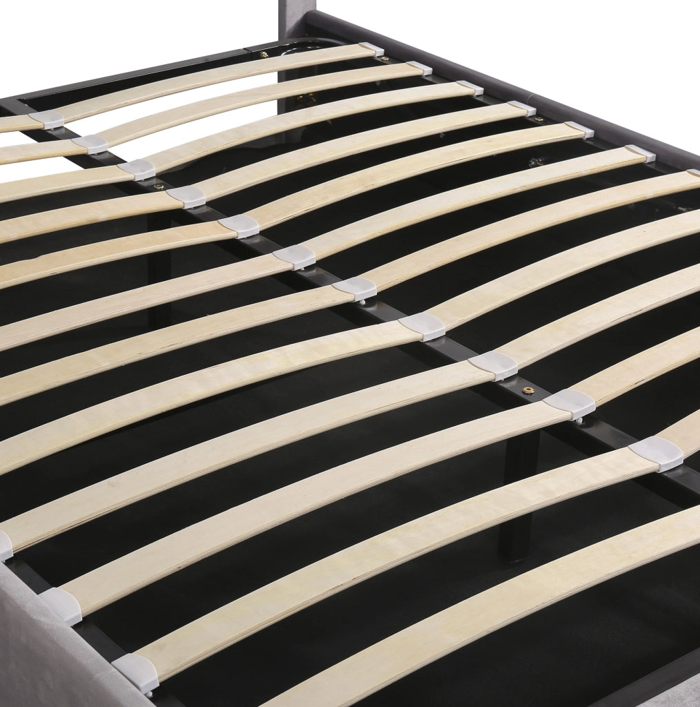 Letto matrimoniale con contenitore idraulico; LED; Bluetooth e USB; grigio