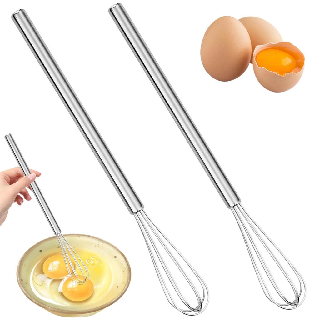 Set di 2 fruste da cucina mini, in acciaio inossidabile, 23 cm, adatte al lavaggio in lavastoviglie