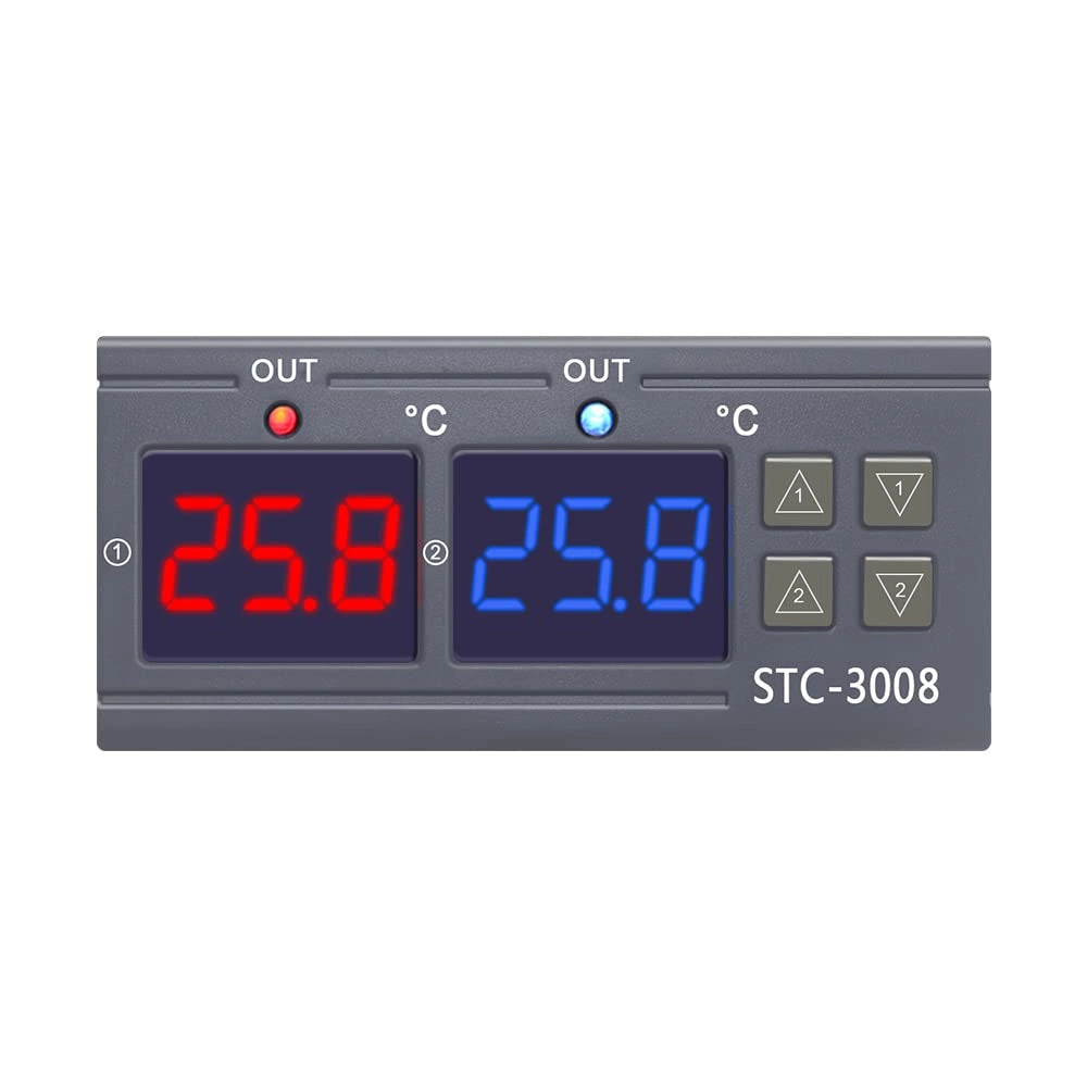 Termostato STC 3008, con 2 sensori, 220V, funzione di raffreddamento/riscaldamento