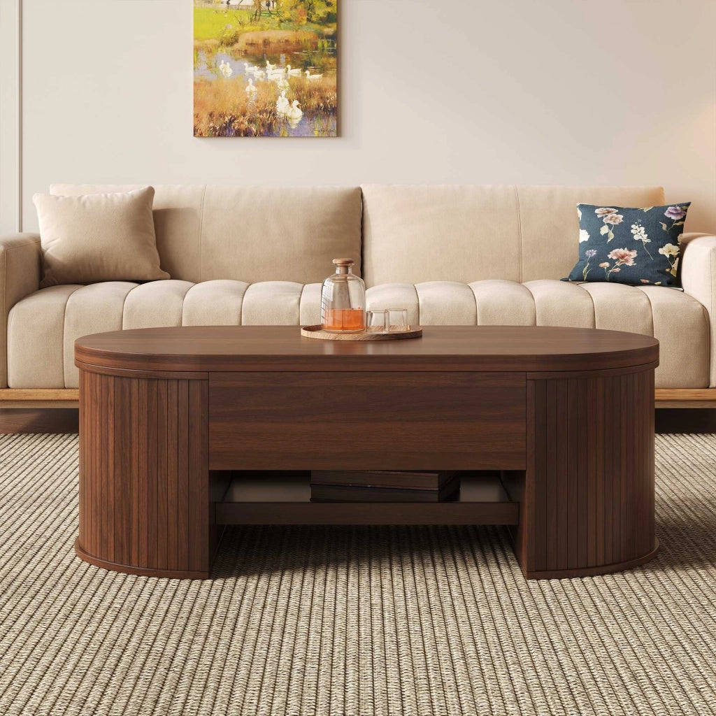 Tavolino da salotto con estensibile; mdf; naturale noce