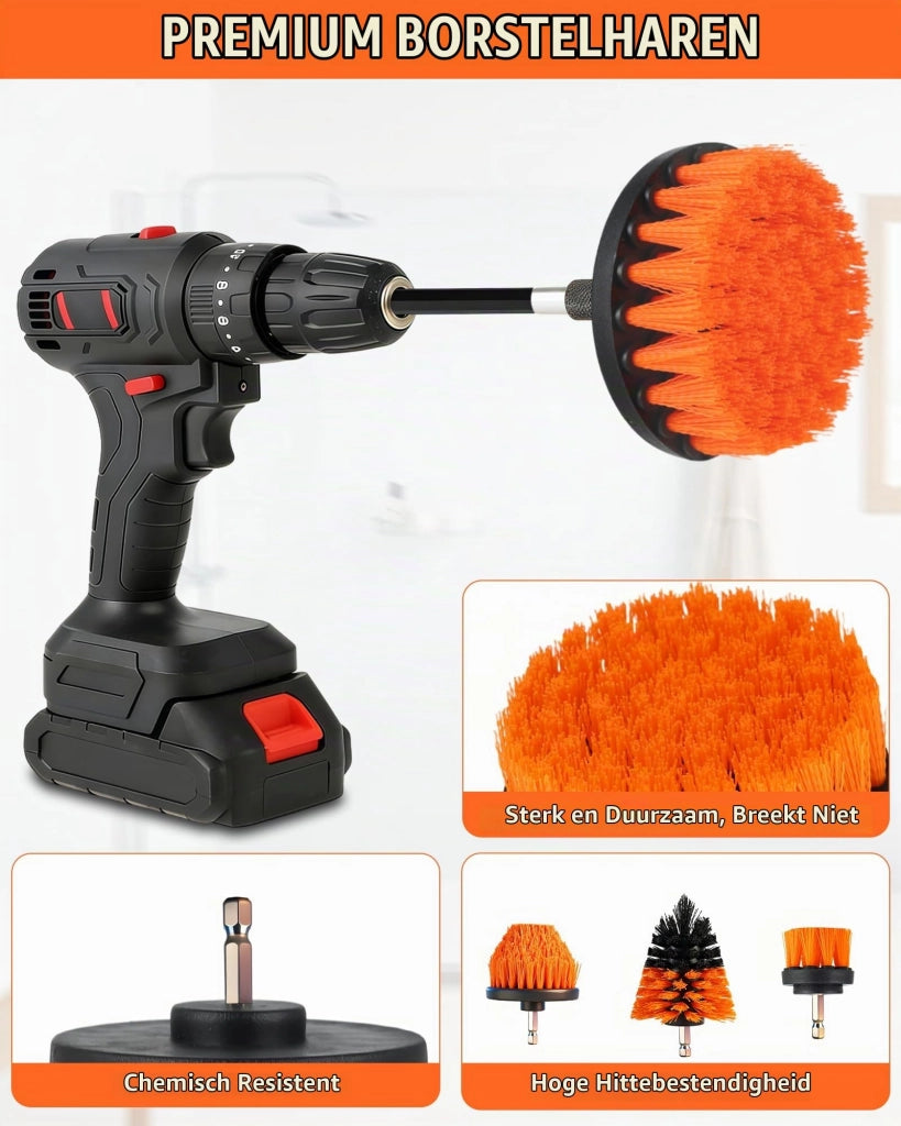 Set di spazzole per trapano, 7 pezzi, con prolunga da 15 cm, morbide e dure