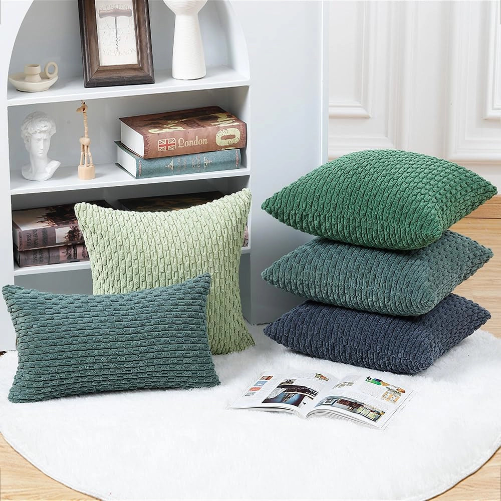 2 federe per cuscini con corda, stile bohémien, 40x40 cm, verde