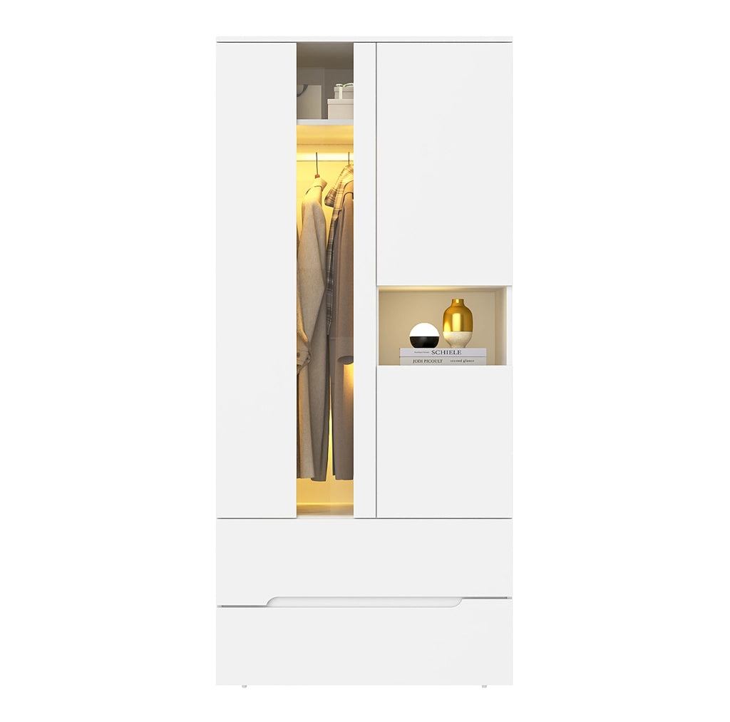 Armadio bianco con illuminazione interna, 90 x 50 x 200 cm