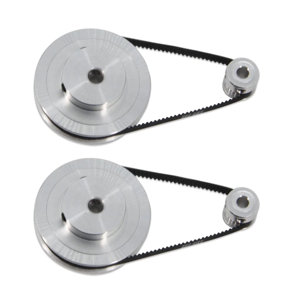 Kit puleggia sincrona GT2, 20/80 denti, foro da 6,35 mm, in alluminio, con 2 cinghie, dimensioni 250x6 mm
